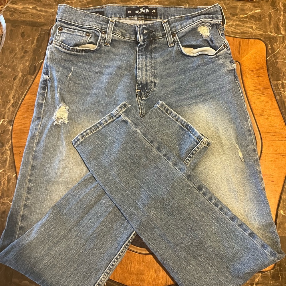 Hollister Men Skinny Blue Jeans Size w 30 L 32